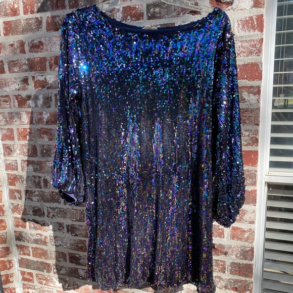 Blue with iridescent sequin dress - Picture 1 of 9